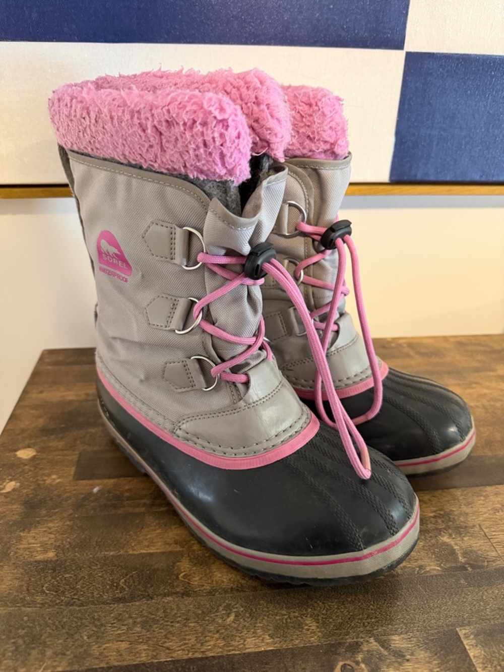 Sorel Kids Waterproof Pink & Gray Snow Boots